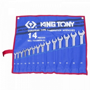 1215MRN01 KING TONY Набор комбинированных ключей, 8-24 мм, чехол из теторона, 14 предметов
