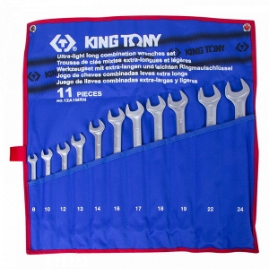 12A1MRN KING TONY Набор комбинированных удлиненных ключей, 8-24 мм, чехол из теторона, 11 предметов